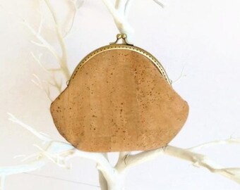 Bolso de embrague de corcho / Bolso ecológico / Marco de metal Cartera de corcho / Idea de regalo