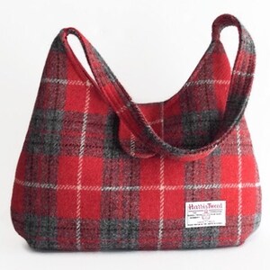 Harris Tweed Bag, Gift for Mom, Red Tartan Handbag, Scottish Wool Purse image 6