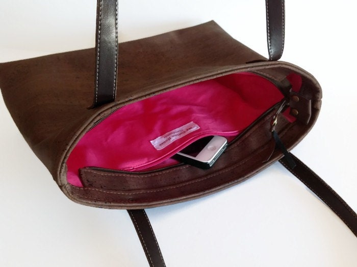 Cork Bag With Zip Vegan Bag Zipper Brown Cork Bag Eco - Etsy UK