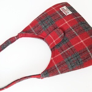 Harris Tweed Bag, Gift for Mom, Red Tartan Handbag, Scottish Wool Purse image 3