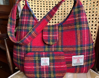 Harris Tweed Bag, Royal Stewart Tartan Handbag, Gift for Mom, Scottish Wool Purse