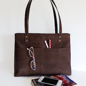 Bolsa de corcho con cremallera, bolsa vegana, bolsa de corcho marrón con cremallera, monedero ecológico para mujer