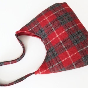 Harris Tweed Bag, Gift for Mom, Red Tartan Handbag, Scottish Wool Purse image 4