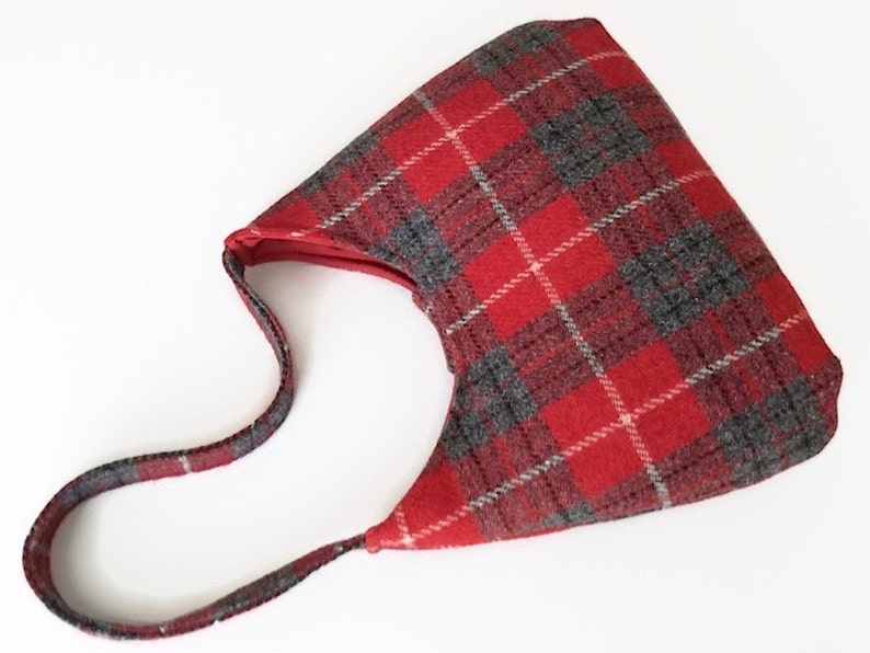Harris Tweed Bag, Gift for Mom, Red Tartan Handbag, Scottish Wool Purse image 4