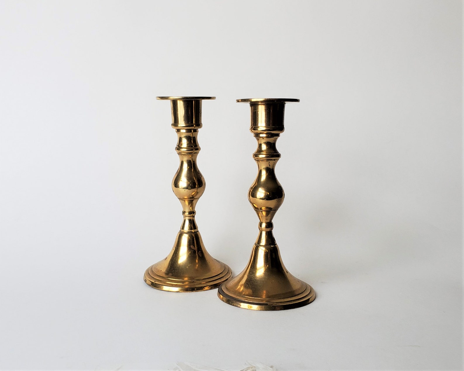 India Brass Candlesticks Matched Pair Mid Century Candle Etsy