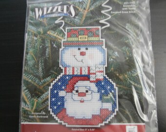wizzers snowman with scarf plastic canvas counted cross stich kit uk seller