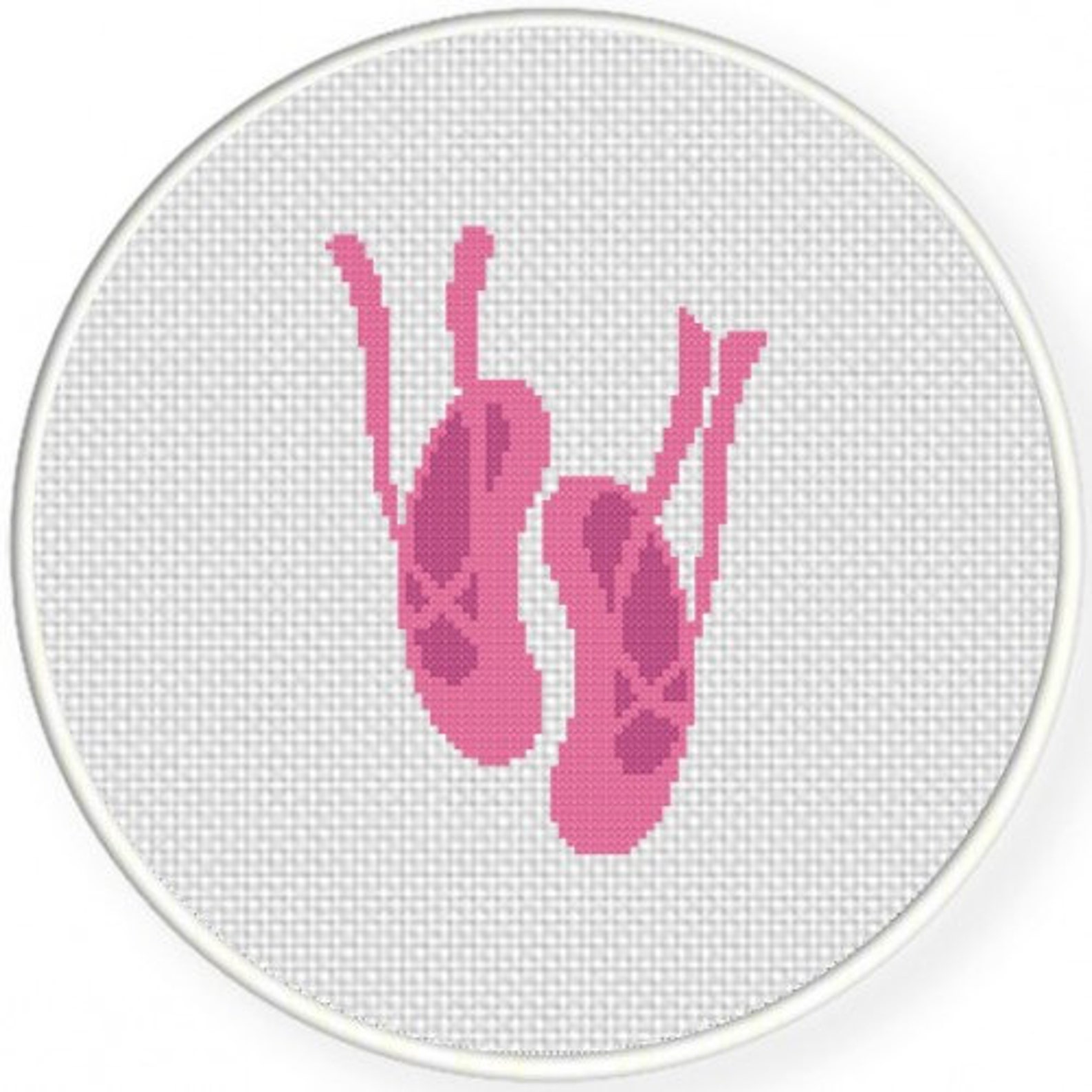 ballet shoes, handmade unframed cross stitch- ballerina, girls gift, gift for a girl, ballet shoes, girls room decor, dancer, da