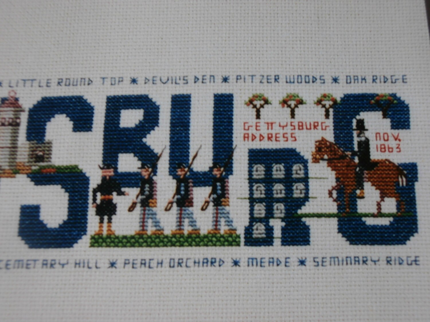 Unframed Handmade Gettysburg Cross Stitch American History Etsy