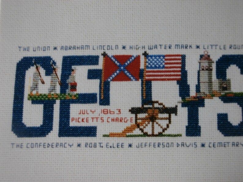 Unframed Handmade Gettysburg Cross Stitch American History Etsy