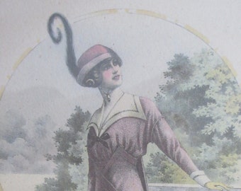 Fashion Illustration, Fashion Plate from Revue La Femme Chic no 27, Paris Fashion, signed A Souchel, circa 1920s