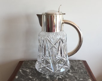 Cut crystal Decanter, Water Jug, Lemonade Jug,  Pitcher with Glass ice Chamber,