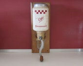 Coffee Grinder, Peugeot Frères Wall Mounted Coffee Grinder with Villeroy Boch Porcelain Red and White Container, French Kitchen Decor