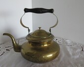 Brass Kettle with Wooden Handle, French Farmhouse Decor, French Farmhouse Decor