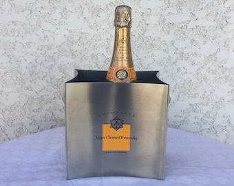 Balde de gelo Veuve Clicquot, fantástico balde de champanhe francês, estilo vintage francês, VEUVE CLICQUOT PONSARDIN em aço escovado.