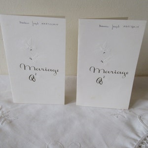 Menu vintage des années 1960, Lovely Pair vintage Français Menu, daté du 3 juin 1963, Menu mariage sur papier cartonné, Idéal pour l’encadrement