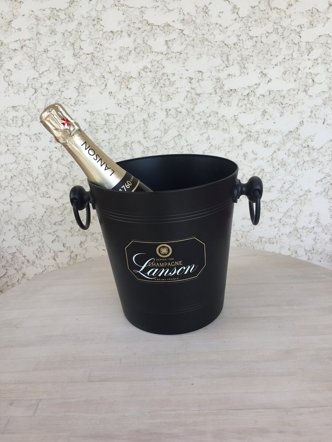 LANSON Champagne Bucket Black Metal Ice Bucket French Etsy