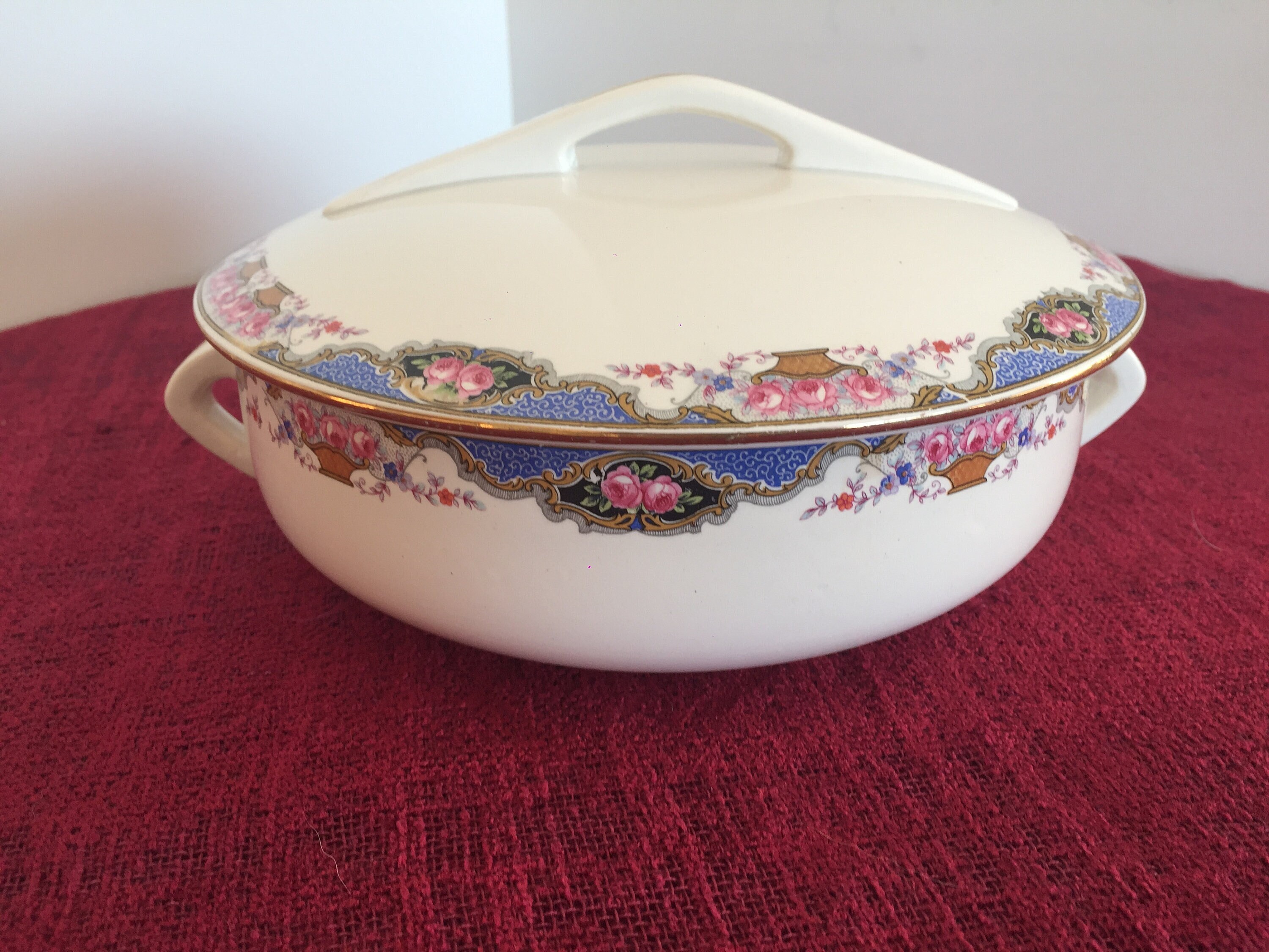 soupière, dijoin sarreguemines no 4027 soupière avec couvercle, bol floral brocante française, cadeau pour maman