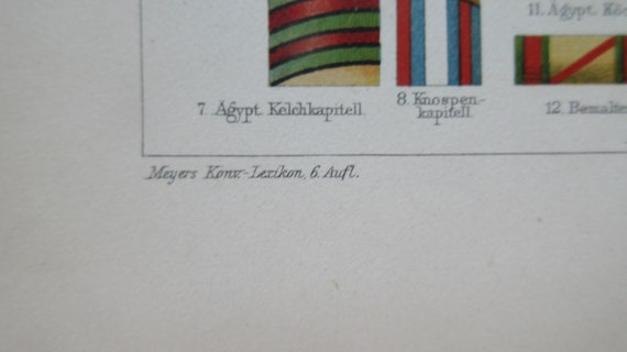 German Chromolithograph Print from Meyers Konversations Lexikon Ornamente III Antique Dictionary Page from 1908 Decoration Renaissance