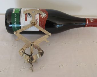 Corkscrew, Original Vintage French Concertina Zig Zag Style Bottle Opener, Tire Bouchon, Mechanical Wine Bottle Opener, Debouchtout