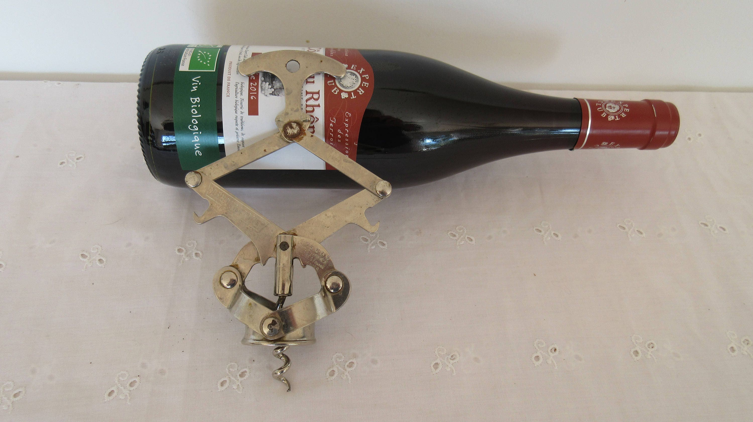 Tire-Bouchon, Original Vintage Français Concertina Zig Zag Style Bottle Opener, Tire Bouchon, Mechan