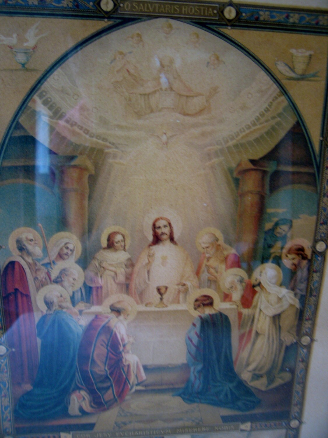 Icône Religieuse, Certificat de Communion, Français Imprimé Couleur Encadrée, Église Mirabel, Encadr