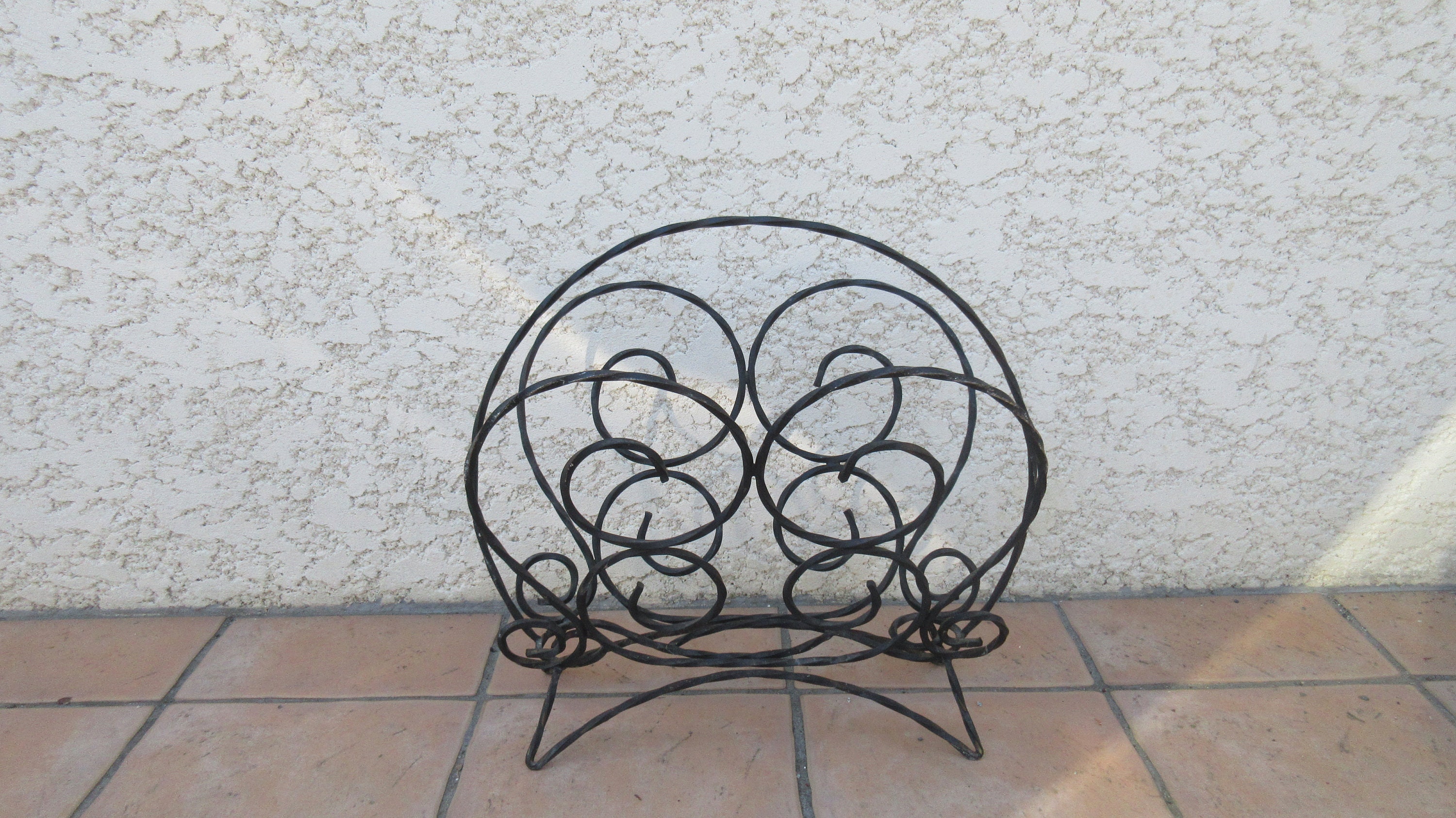 Porte-Magazines en Fer Forgé, Support/Rack de Sol Vintage Français, Porte-Magazines, Porte-Journaux