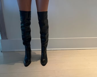 Prada Black leather Over The Knee Boots