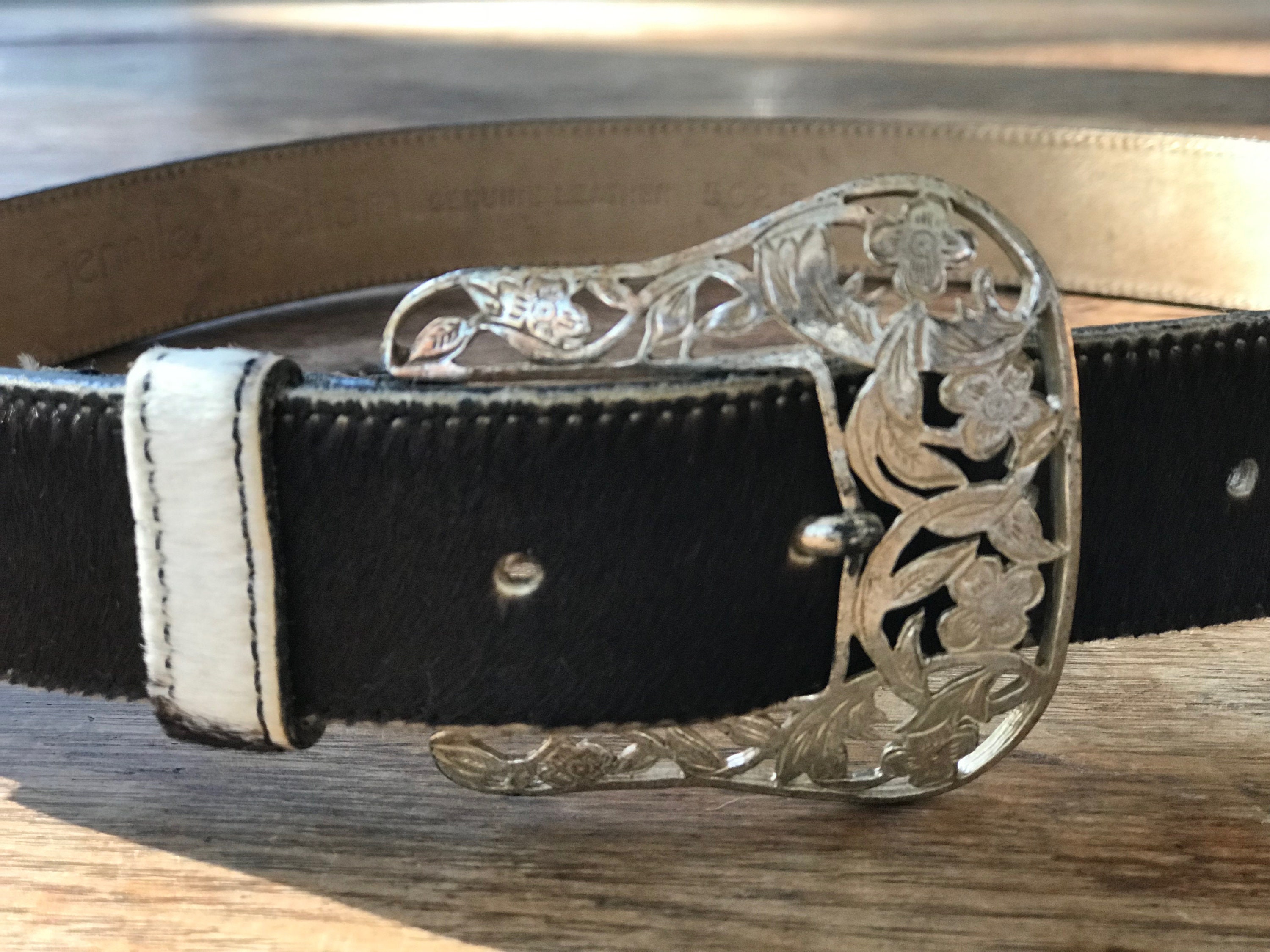 Y2K Jennifer Graham 8418 Size M Leather Braided Belt Silver Buckle Black Jennifer Graham Leather Belts - Etsy main image 3