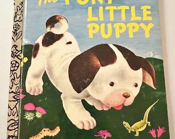 Libro de la colección Little Golden Book: El perrito travieso, 1970, tapa dura, de la colección Vintage Reading Library.