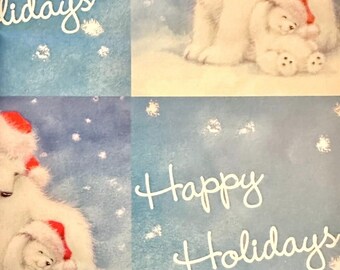 Papel de regalo navideño, papel de regalo, vacaciones, temporada, oso polar, nieve, felices fiestas, accesorios, decoraciones, coleccionable, inusual, raro, pasado