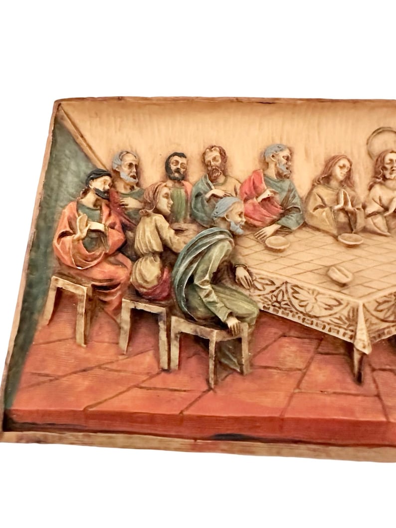 Vintage Alabaster Last Supper Wall Hanging: 3D Religious Decor, Italy ...