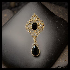 Vintage Pendants Rhinestone Black Charm Brooch Jewelry Fashion Pin Brooches costume accessory gift beads