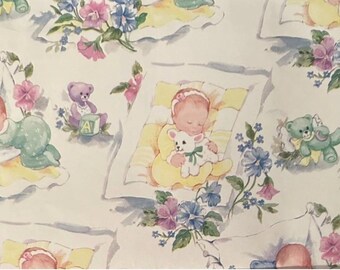 Papel de regalo vintage osito de peluche flores vacaciones niño niña nacimiento bloques de ducha regalo único inusual raro época pasada decoración decoración dar