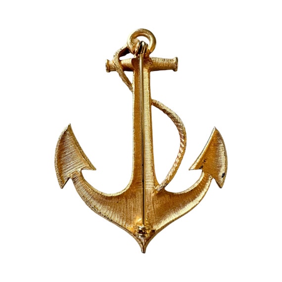 Antique Victorian Anchor Brooch Pin Large 1950s - image 3