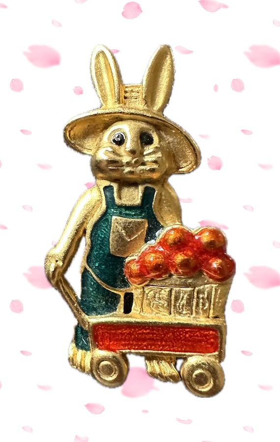 VINTAGE Easter Rabbit Pin Brooch -  Bunny with App