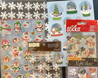Set de pegatinas navideñas: copos de nieve, muñecos de nieve y osos - Scrapbooking