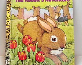 Vintage 1977 La aventura del conejo Un pequeño libro dorado 4ta Primavera Infantil