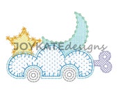 Cloud Toy Car 4x4 embroidery design, Applique, Cloud star moon embroidery, Vintage stitch, Moon embroidery file, Twinkle little star