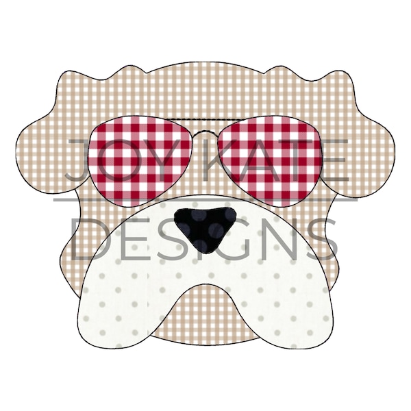 Bulldog with Sunglasses Bean Stitch Applique Design