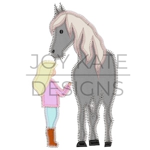 Girl with Horse Applique Design