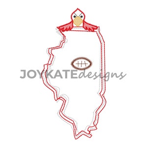 Scribble State of Illinois con redbird Embroidery Design