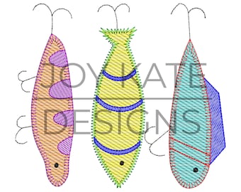 Fishing Lures Trio Sketch Embroidery Design