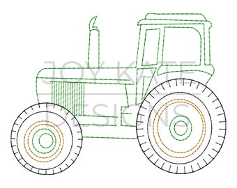 Tractor Vintage Outline Stitch Embroidery Design