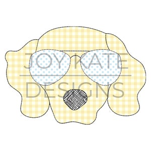 Golden Retriever with Sunglasses Bean Stitch Applique Design