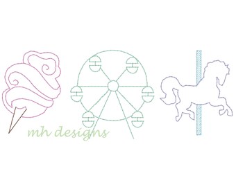 Vintage Stitch County Fair embroidery design, Quick stitch fair theme, Carnival embroidery file, Bean stitch county fair, Ferris Wheel