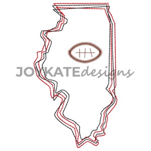 Scribble State of Illinois con diseño de bordado de fútbol