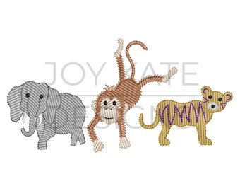 Zoo Animal Trio Sketch Diseño de bordado