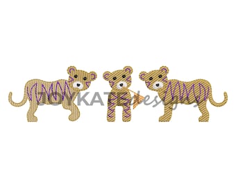 Light Fill Tiger Trio Embroidery Design