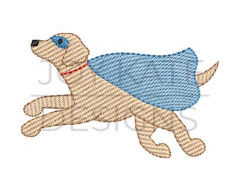 Superhero Dog Sketch Embroidery Design