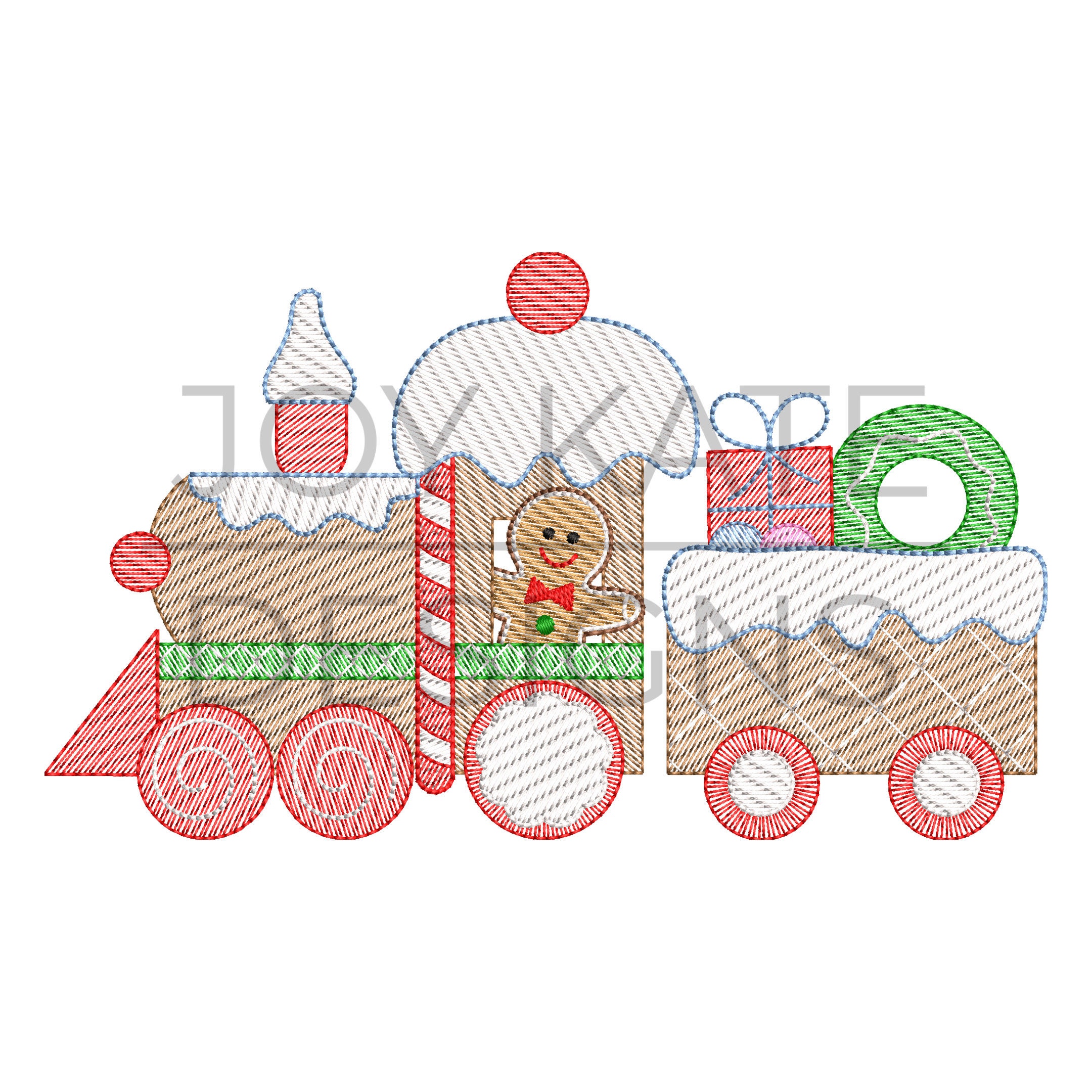 Gingerbread Train Sketch Embroidery Design | Etsy